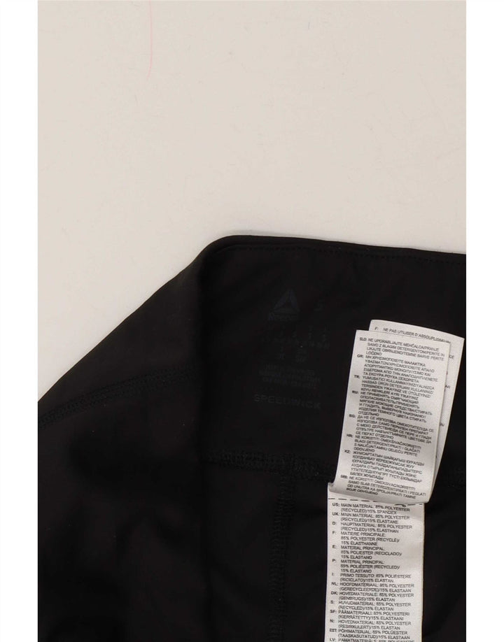 Leggings Reebok Donna UK 8/10 Small Nero Poliestere