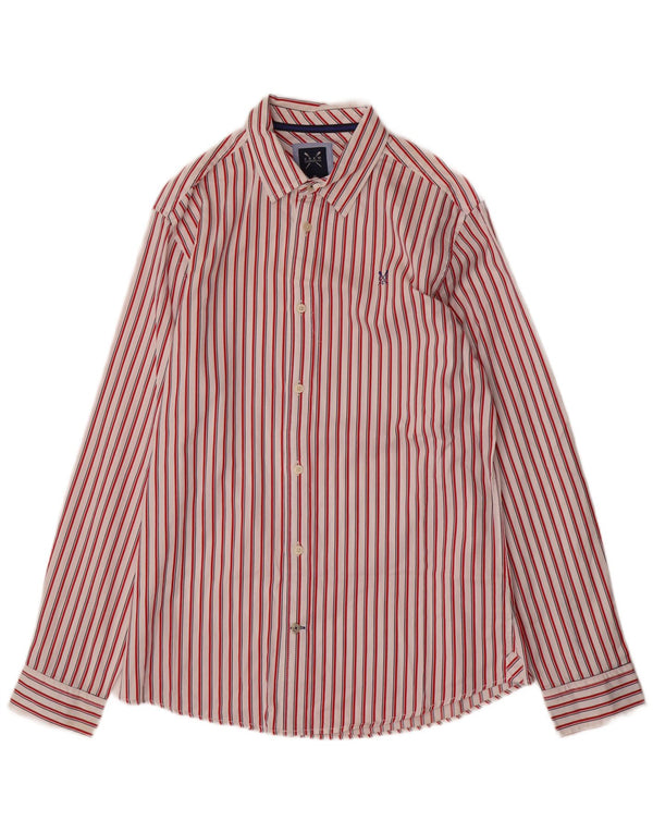 Crew Clothing Camicia da uomo in cotone a righe rosse medie