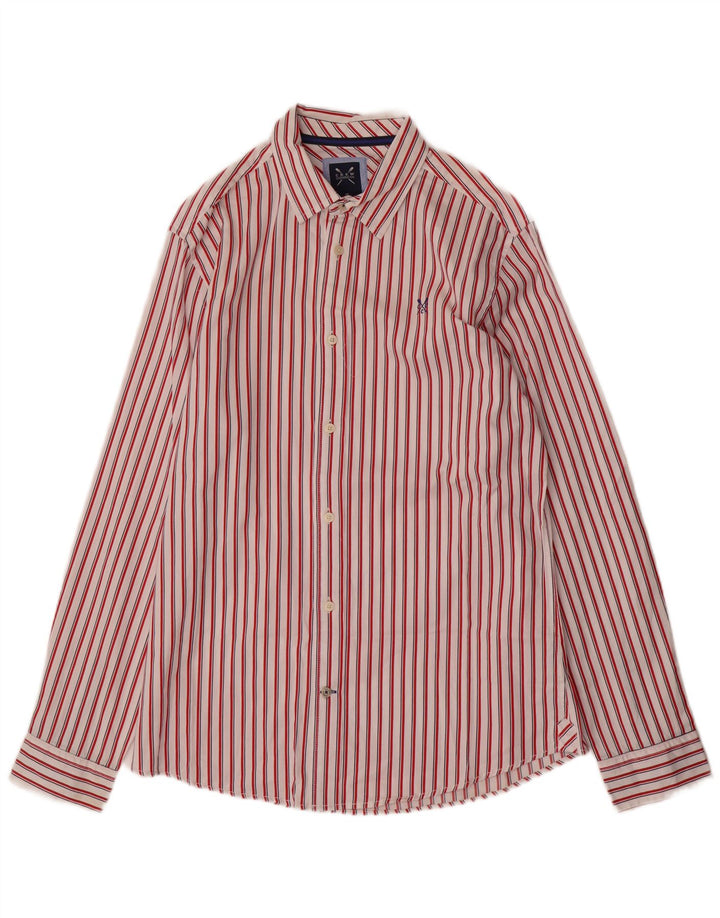 Crew Clothing Camicia da uomo in cotone a righe rosse medie
