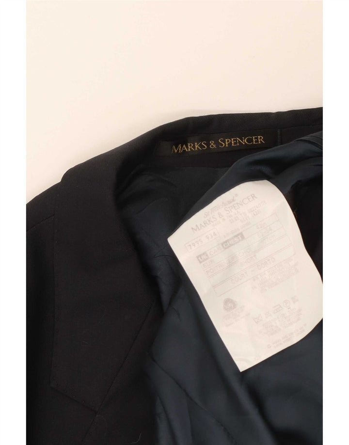 Giacca blazer corta da uomo Marks & Spencer a 2 bottoni grande in lana blu navy