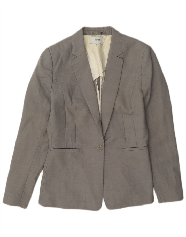 Giacca blazer da donna a 1 bottone Reiss UK 10 piccola lana grigia