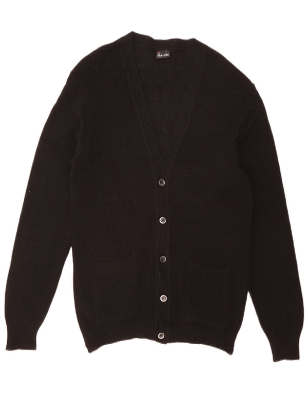 Maglione cardigan da uomo vintage piccolo acrilico nero
