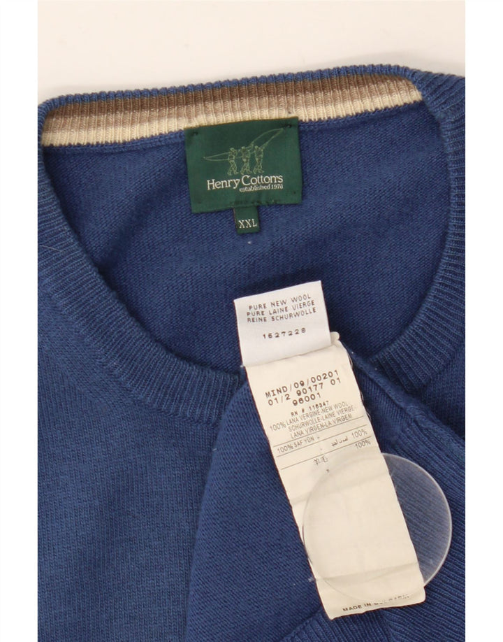 Maglione maglione girocollo da uomo Henry Cottons 2XL lana blu