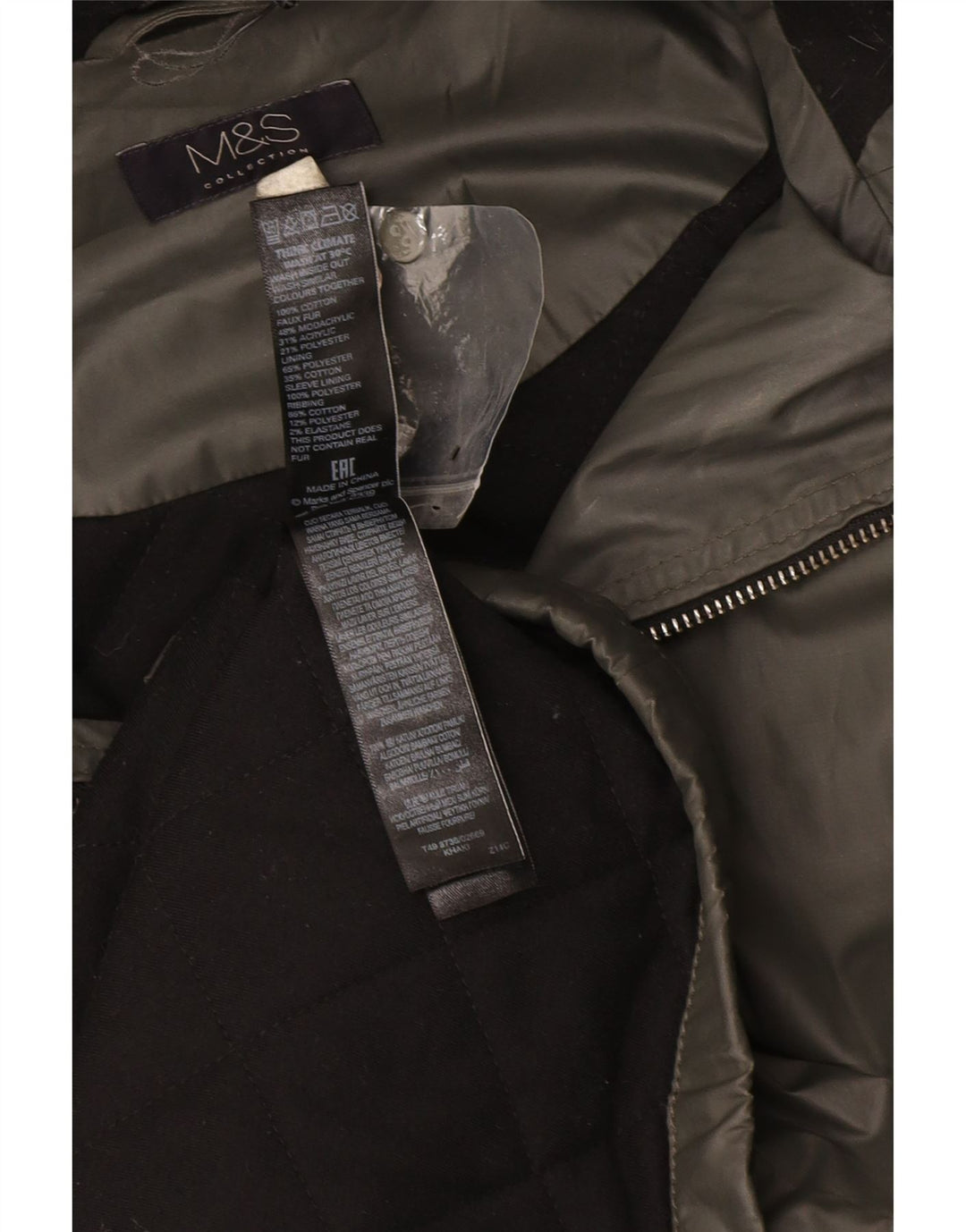 Giacca Parka con cappuccio da donna Marks & Spencer UK 14 grande cotone verde