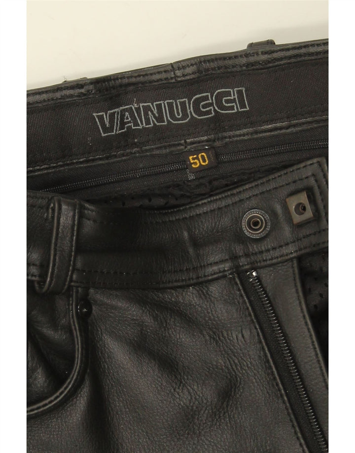 Pantaloni casual dritti da uomo Vanucci IT 50 Large W34 L31 Pelle nera