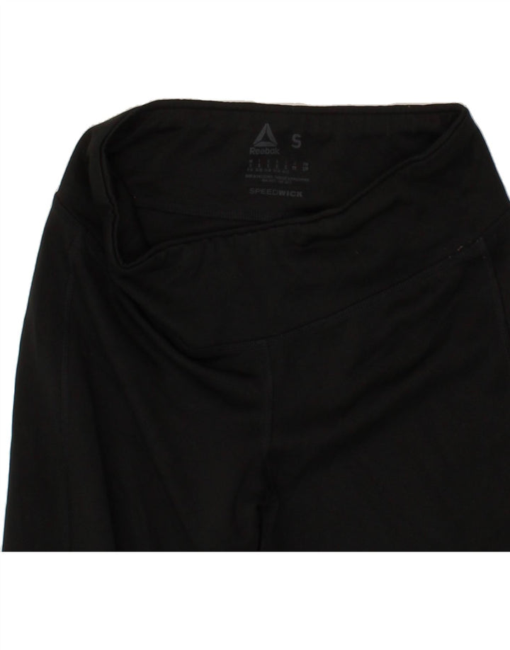 REEBOK Womens Capri Leggings UK 8/10 Small  Black Polyester Vintage Reebok and Second-Hand Reebok from Messina Hembry 