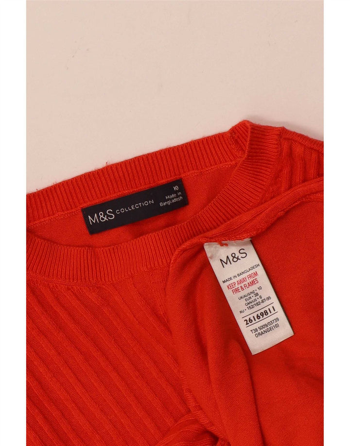 Maglione maglione con scollo a barca da donna Marks & Spencer UK 10 piccolo arancione