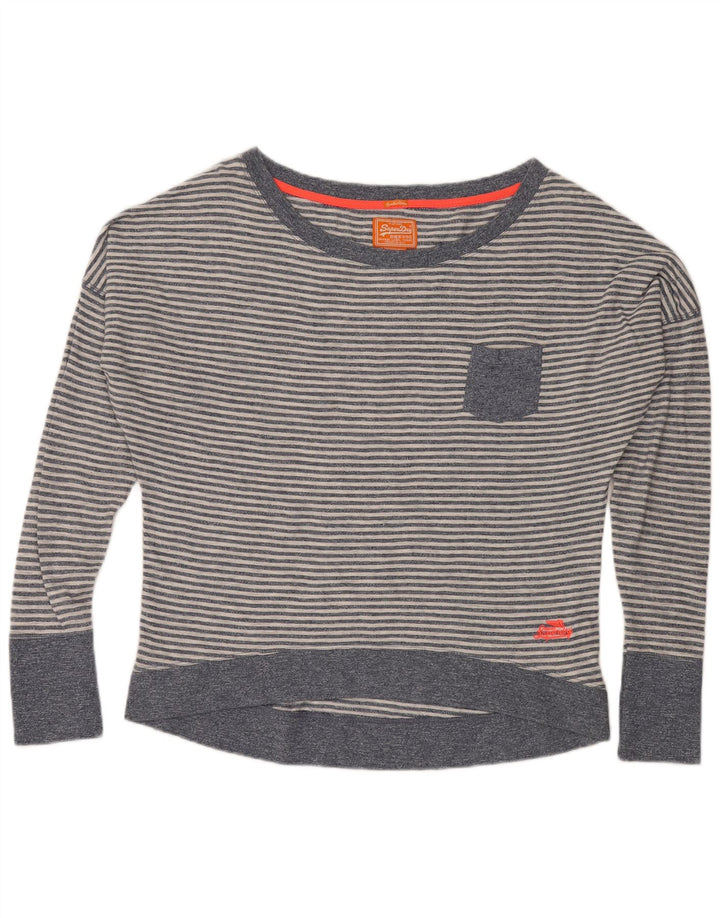 Camicetta oversize da donna Superdry Top UK 16 cotone a righe grandi blu