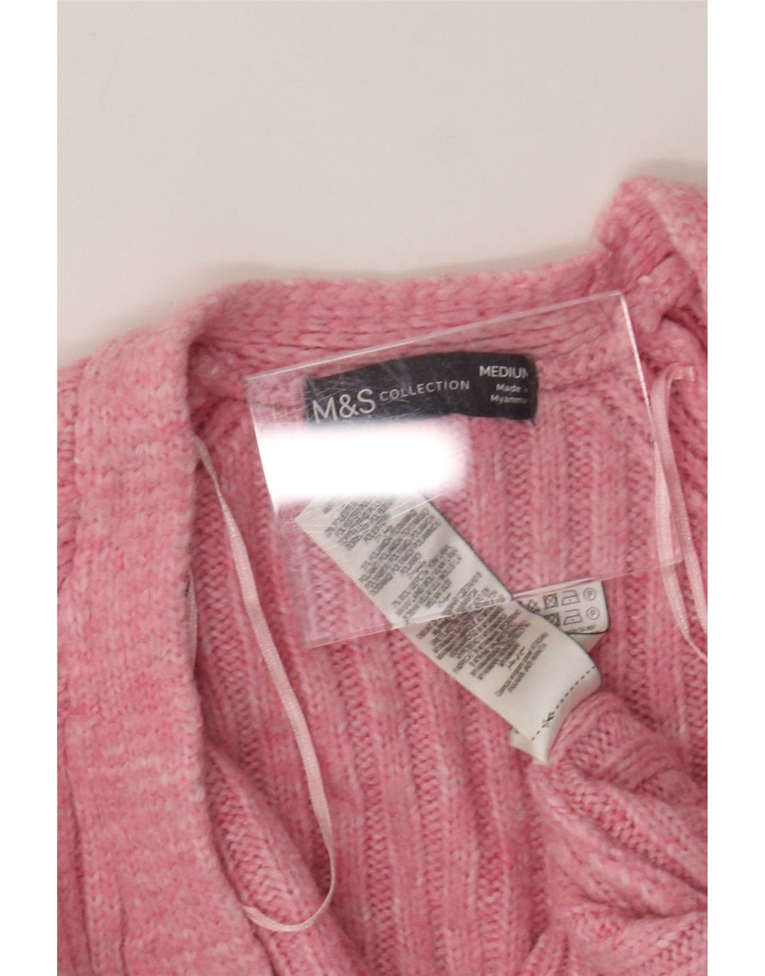 Maglione cardigan aperto da donna Marks & Spencer UK 14 Acrilico rosa medio