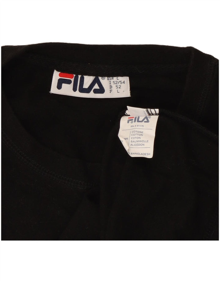 T-shirt grafica da uomo Fila Top grande in cotone nero