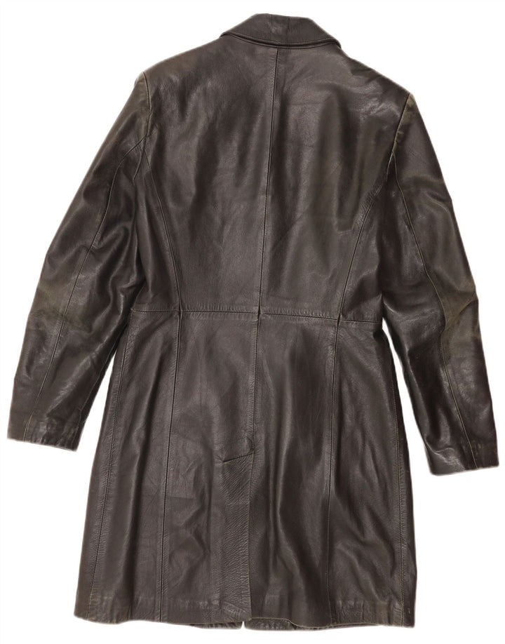 Cappotto in pelle vintage da donna IT 42 medio in pelle nera