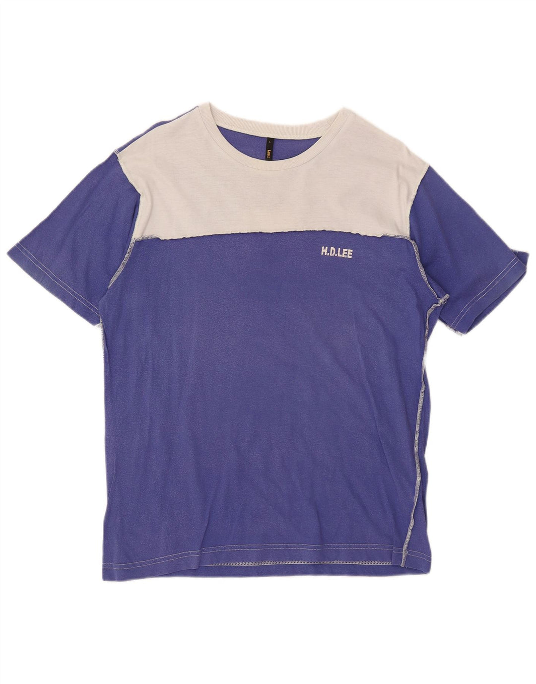 T-shirt grafica da uomo LEE Top grande in cotone color block blu