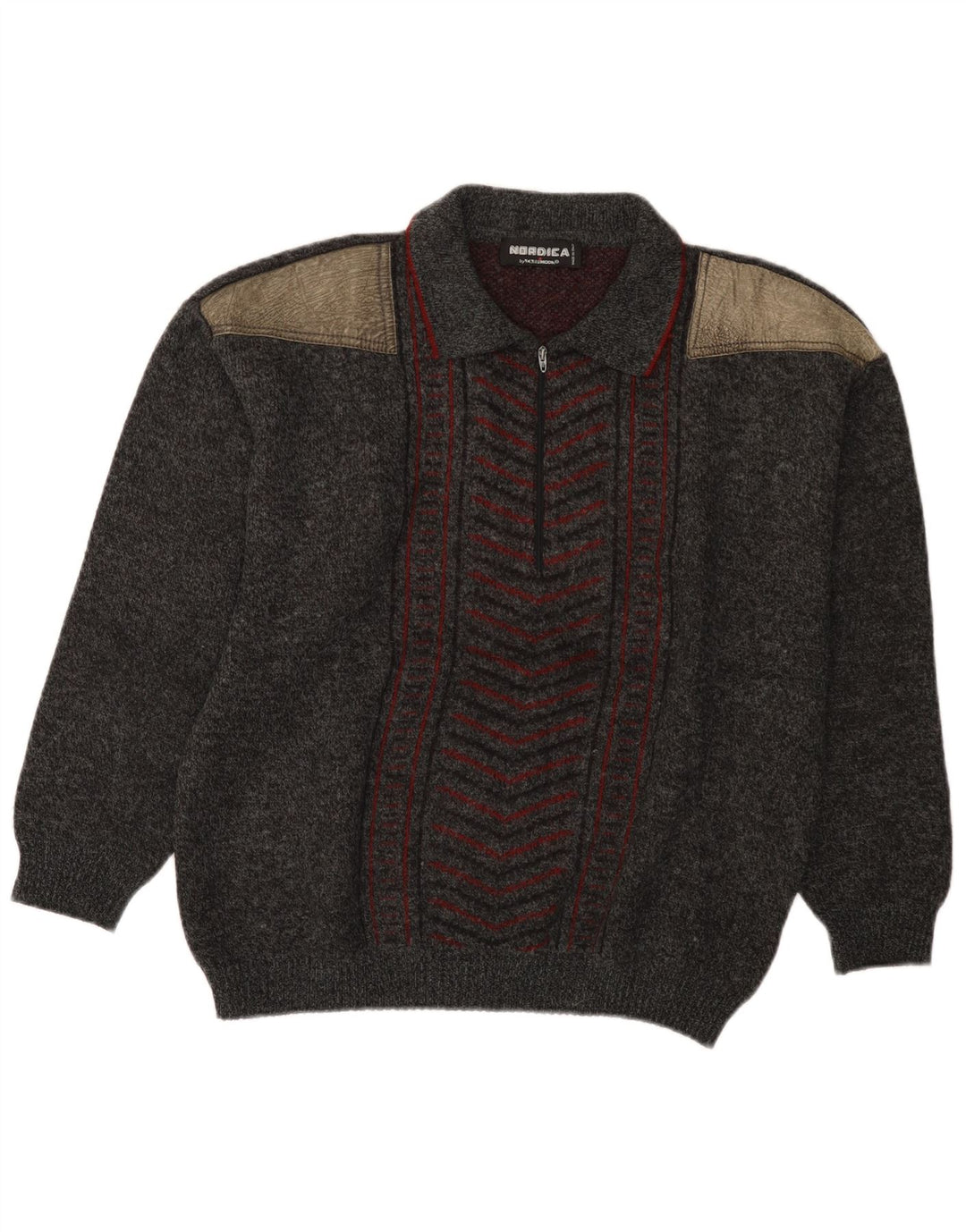 Nordica Maglione da uomo con collo alto IT 50 Lana color block grigio medio