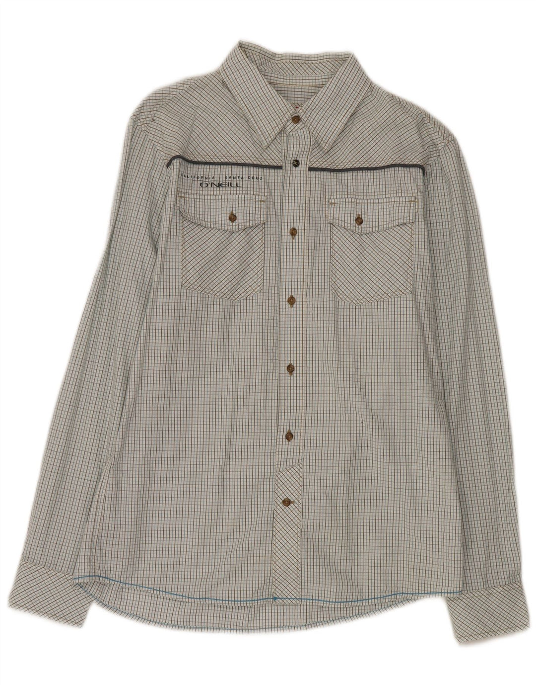 Camicia slim fit grafica da uomo O'Neill in cotone a quadri blu medio