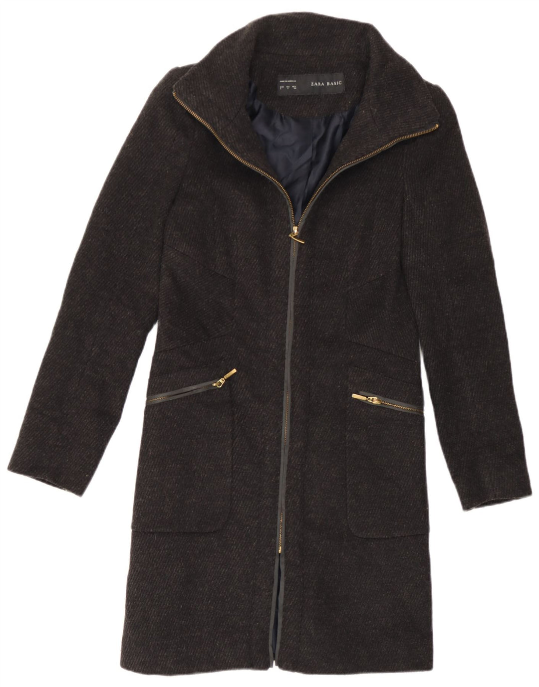 Cappotto Zara Donna UK 10 Small Grigio