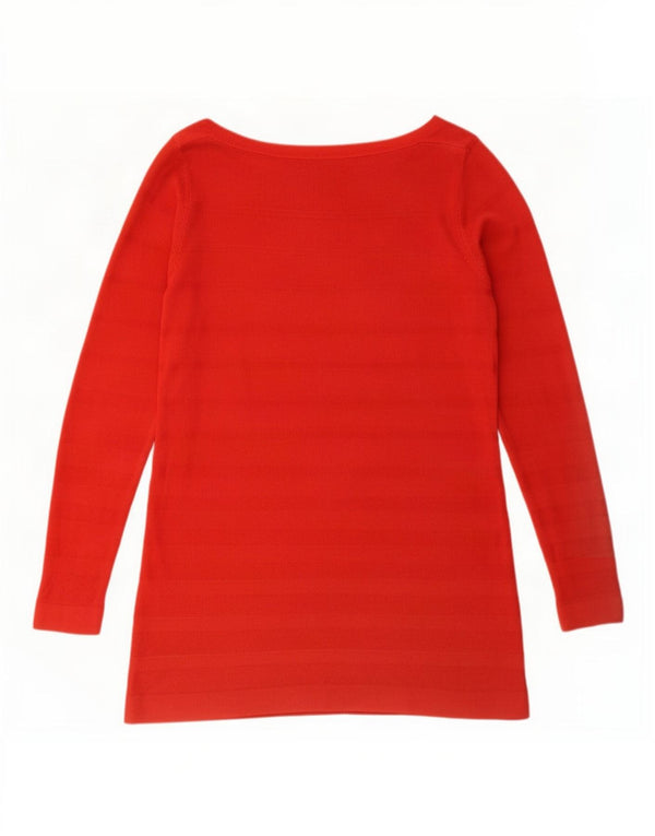 Marks & Spencer Womens Boat Neck Jumper Sweater UK 14 Medium Red Acrylic
