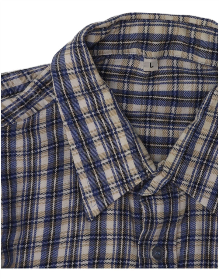 Camicia di flanella da uomo VINTAGE a quadri blu grandi