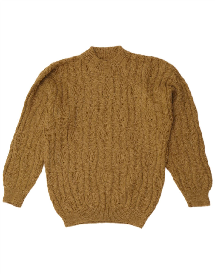 Maglione vintage da uomo con collo alto e lana di alpaca kaki