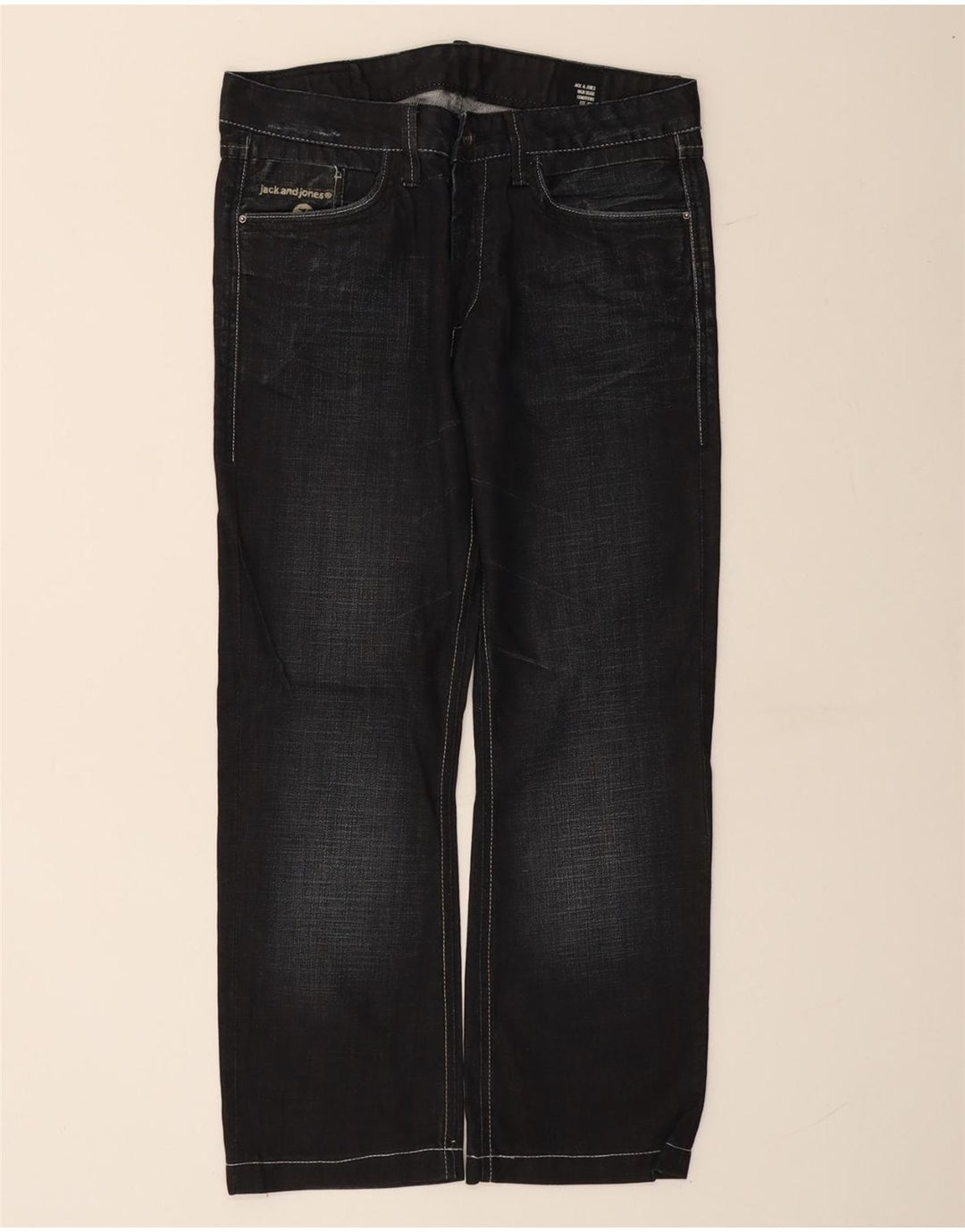 JACK & JONES Jeans dritti da uomo W33 L28 cotone nero