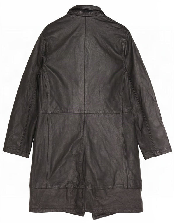 Cappotto in pelle vintage da donna UK 8 piccolo nero