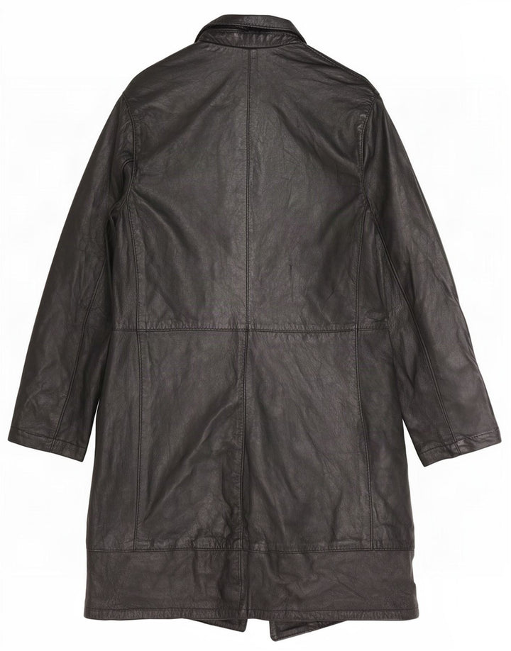 Cappotto in pelle vintage da donna UK 8 piccolo nero