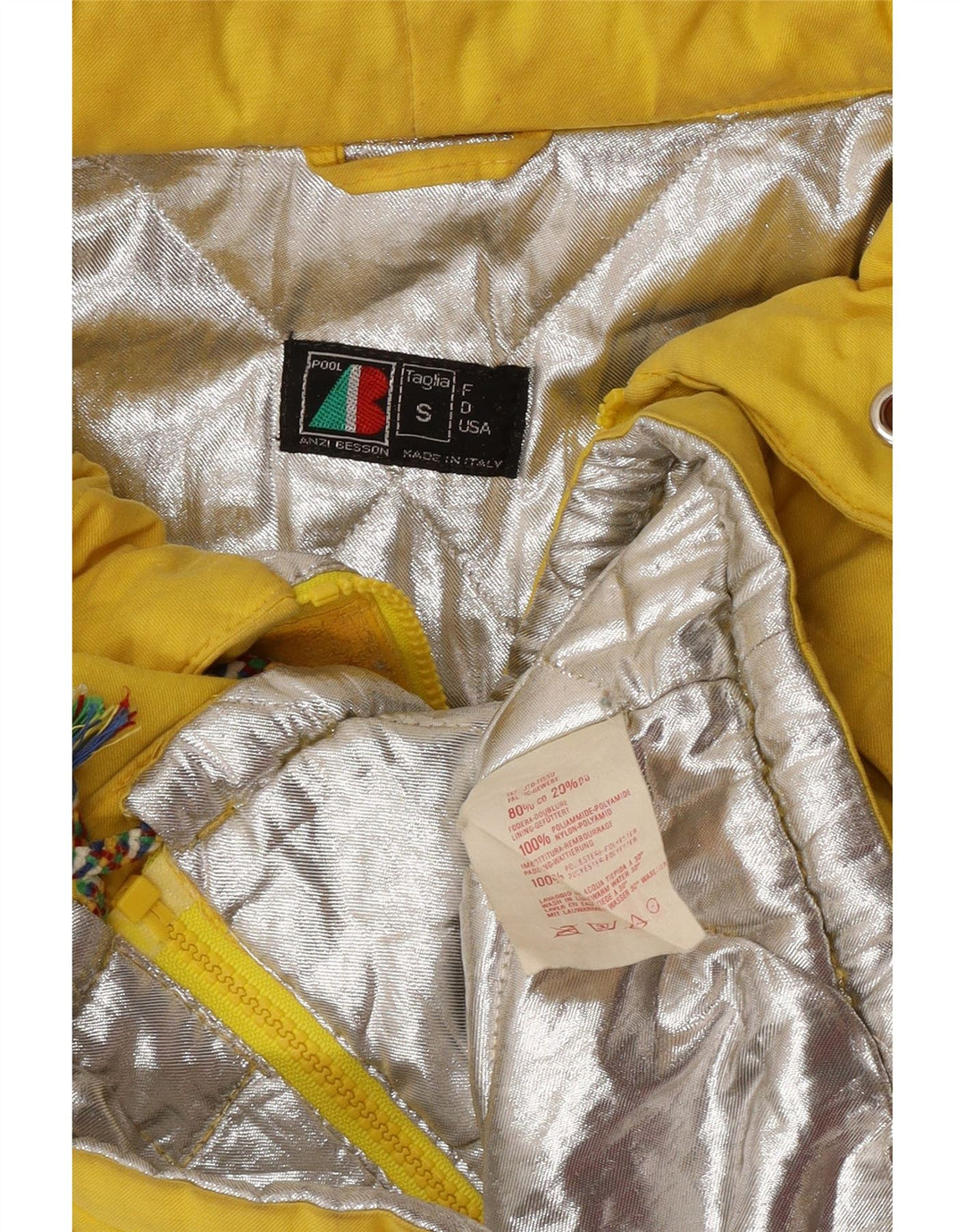 Giacca imbottita oversize da donna Anzi Besson UK 10 piccola in cotone giallo
