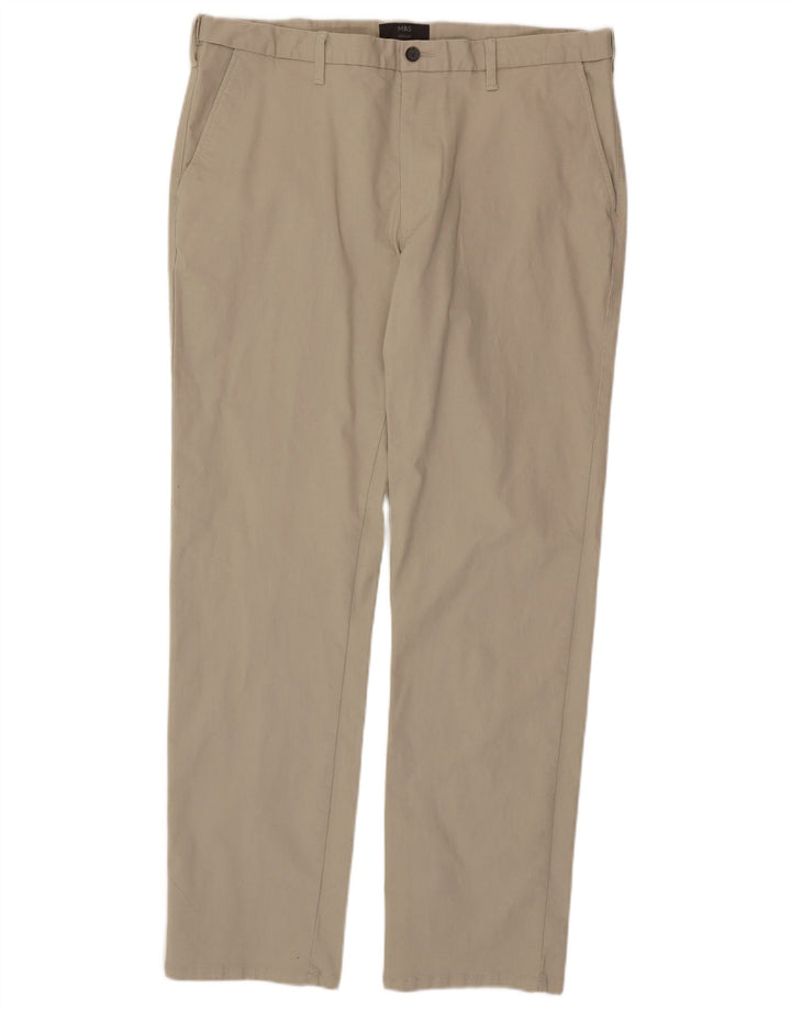 MARKS & SPENCER Pantaloni chino dritti da uomo W38 L33 Cotone beige