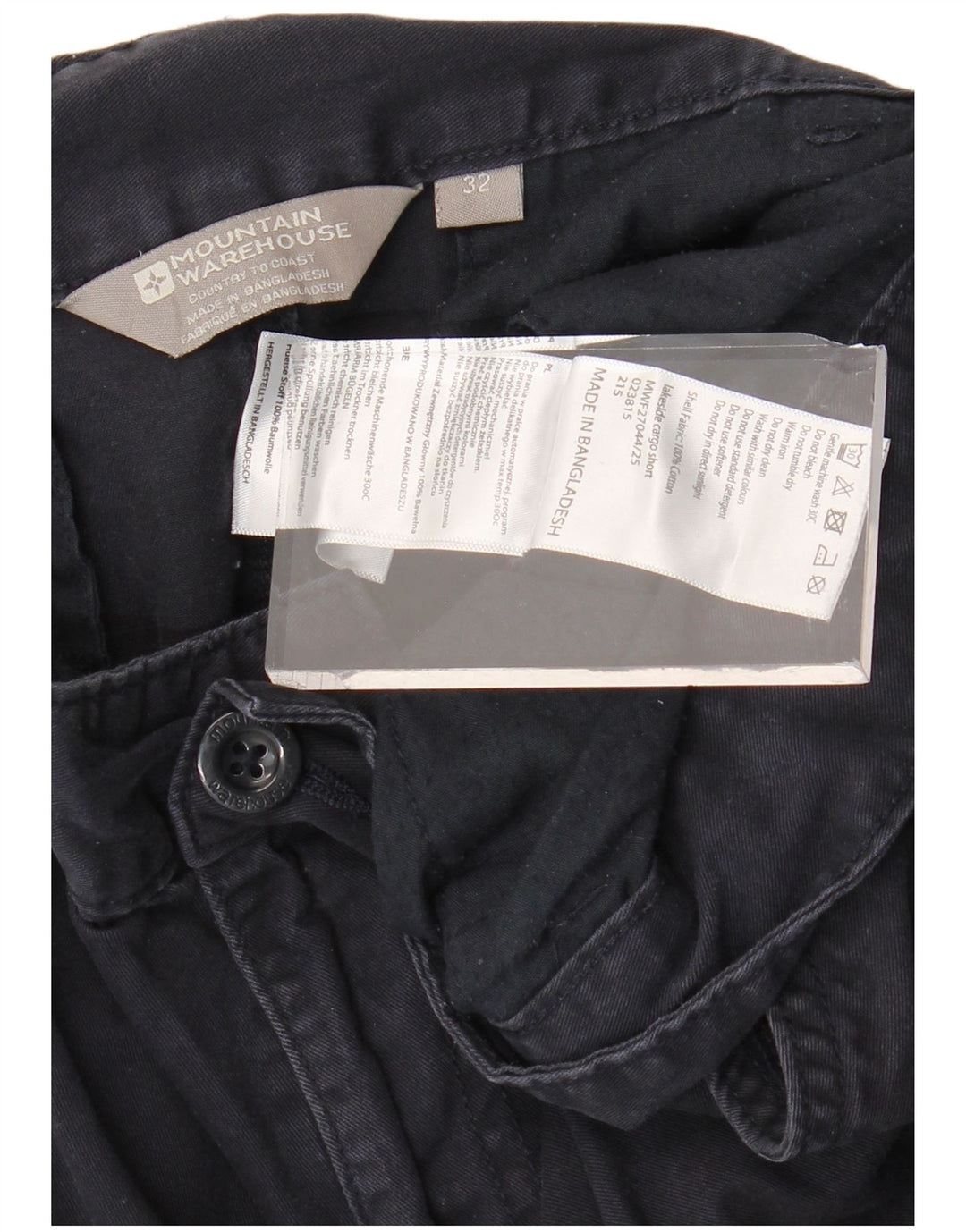 MOUNTAIN WAREHOUSE Pantaloncini cargo da uomo W32 medio cotone blu navy