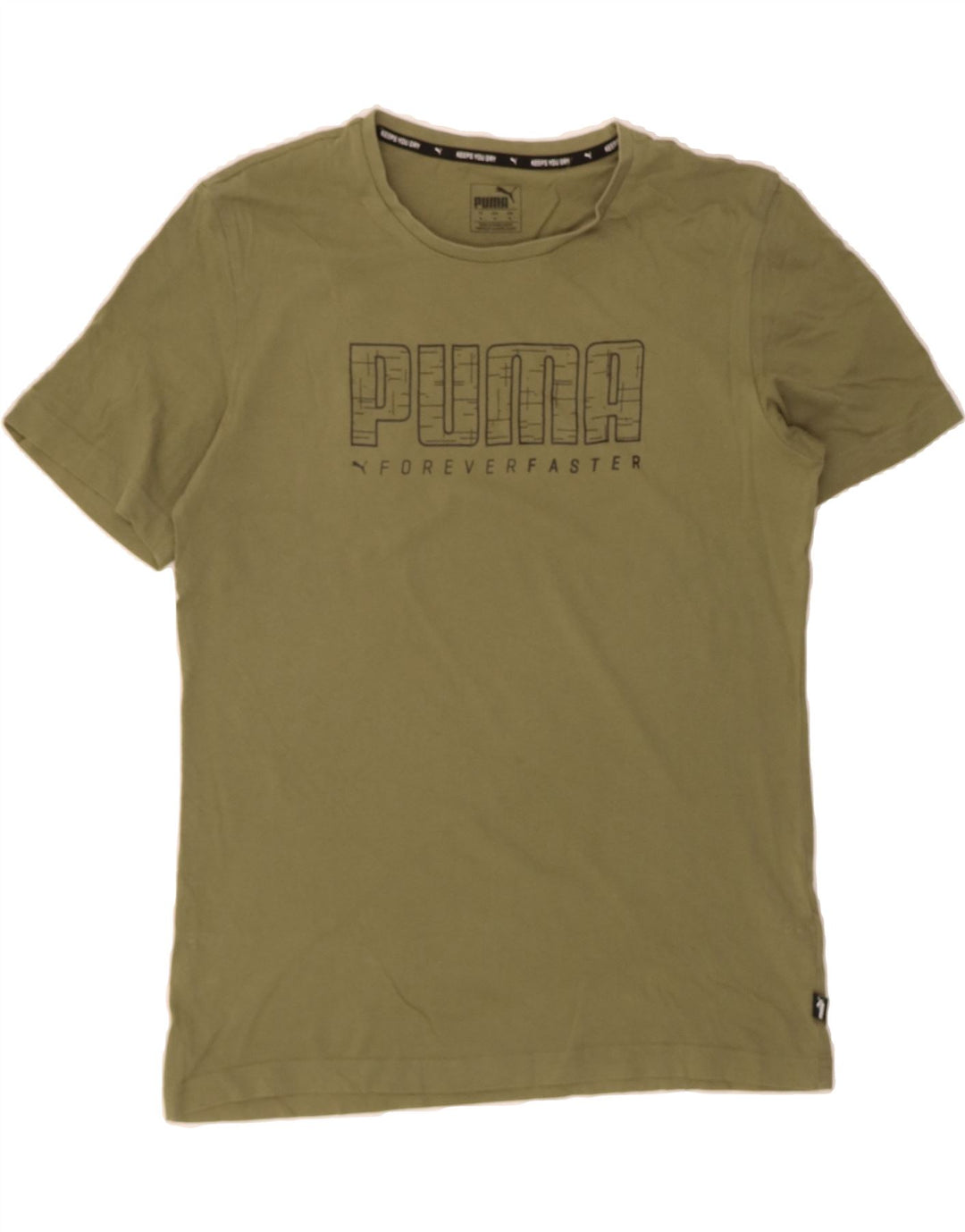 PUMA Mens Graphic T-Shirt Top Medium Green Cotton Vintage Puma and Second-Hand Puma from Messina Hembry 
