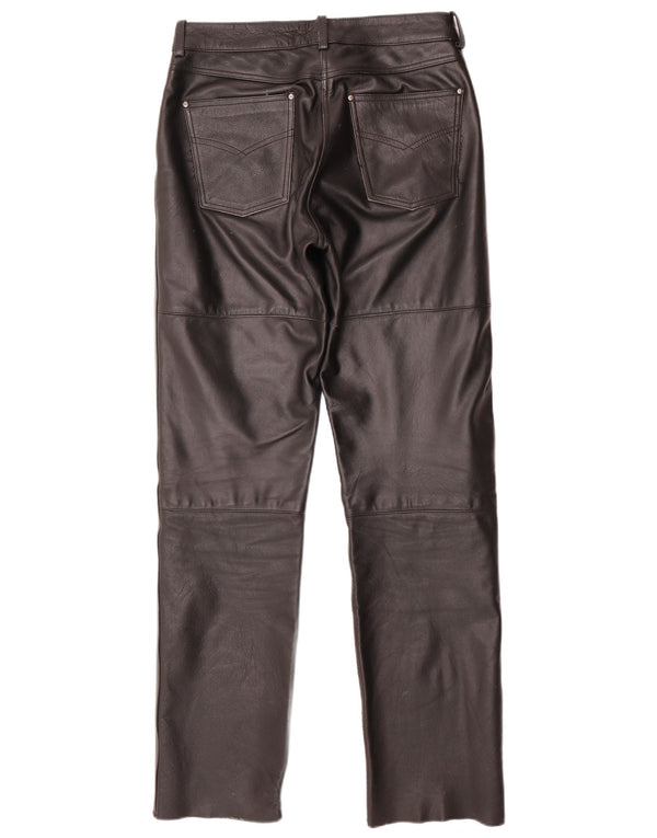 Pantaloni dritti in pelle da donna POLO IT 44 medio W30 L33 Pelle nera