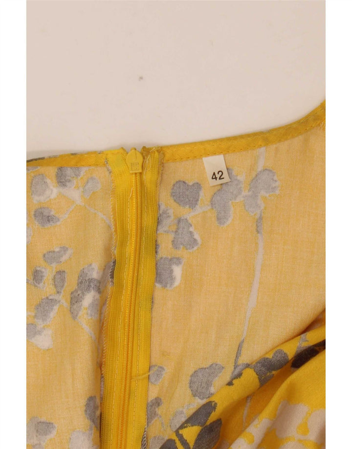 Abito lungo da donna vintage IT 44 giallo medio floreale