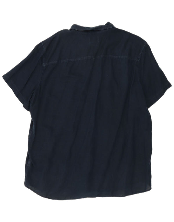 Camicia slim fit a maniche corte da uomo Timberland 3XL blu navy