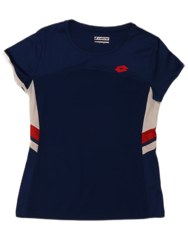 T-shirt grafica da donna Lotto Top UK 10 Small Blu navy a blocchi di colore