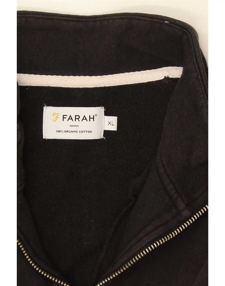 Felpa da uomo con collo con zip Farah, maglione XL, cotone nero