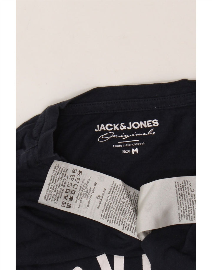JACK & JONES Top grafico da uomo a maniche lunghe in cotone blu navy medio