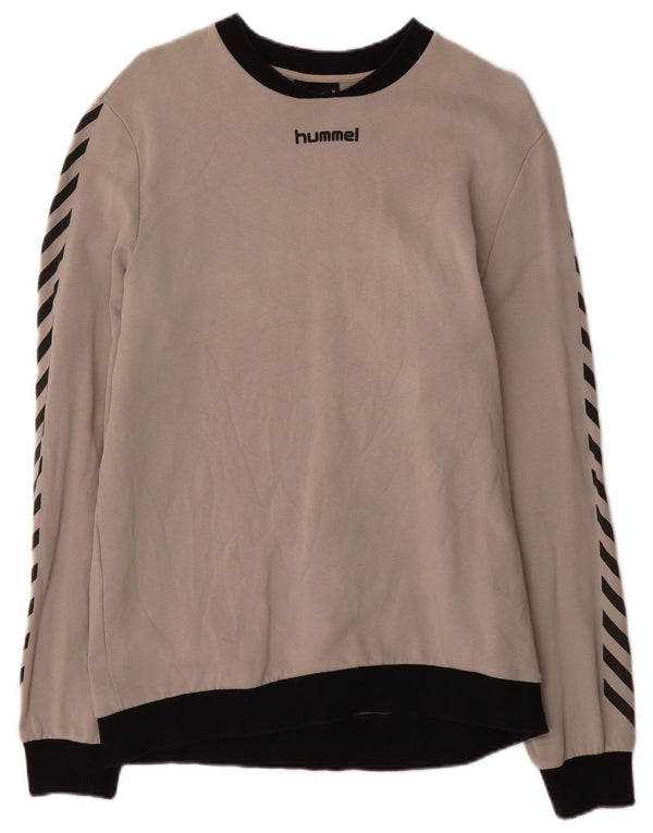 Felpa grafica da uomo Hummel, maglione in cotone color block grigio medio