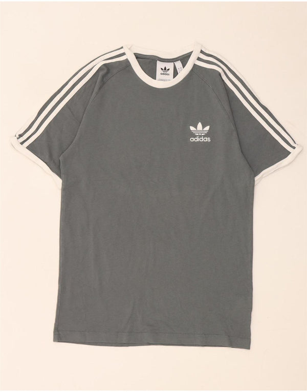 T-shirt Adidas da uomo Top Small in cotone color block grigio