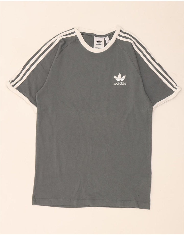 T-shirt Adidas da uomo Top Small in cotone color block grigio