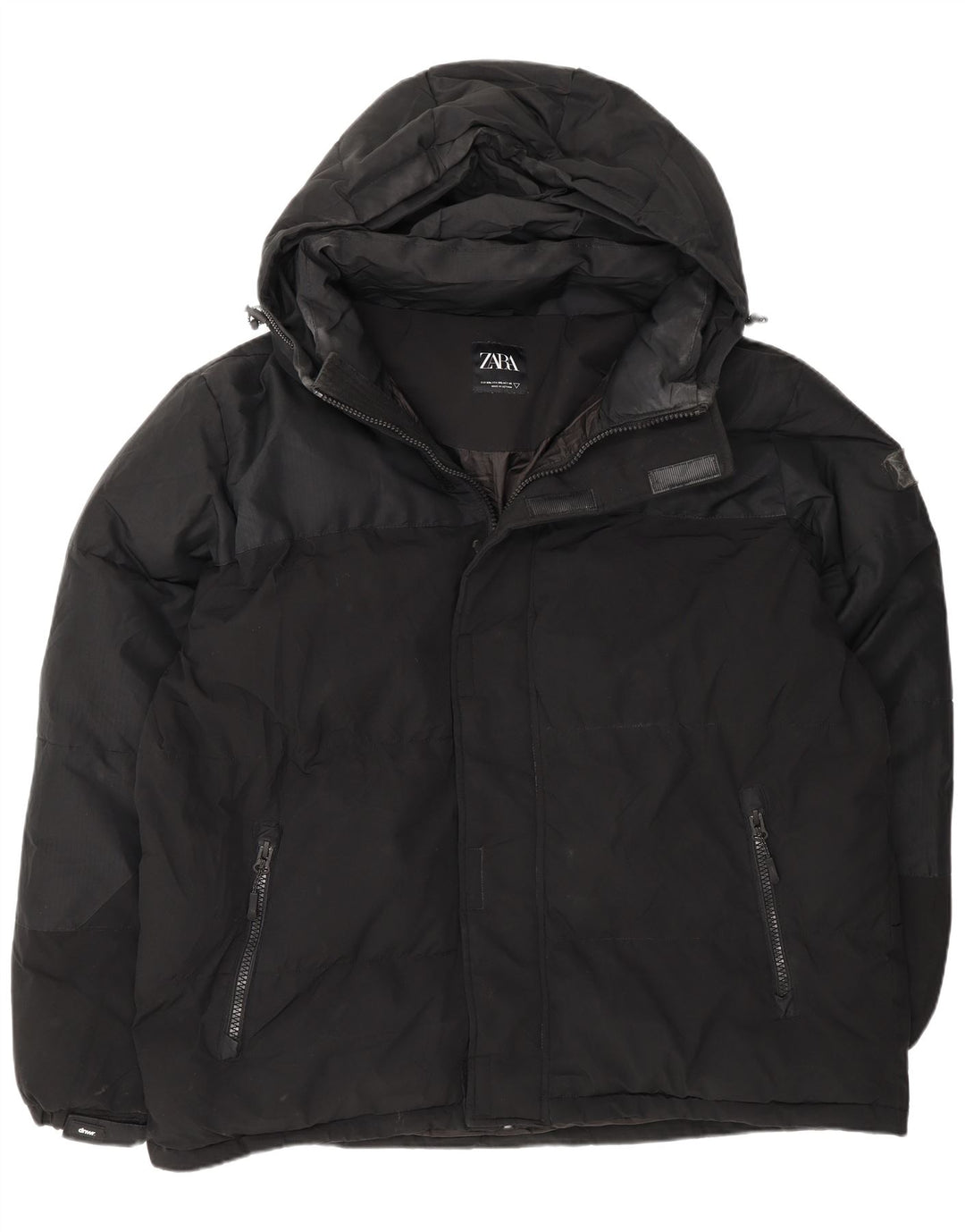 Giacca imbottita con cappuccio da uomo Zara UK 44 2XL poliestere nero