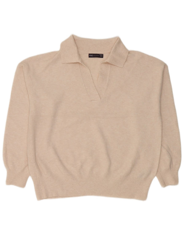 Maglione maglione collo alto da donna Marks & Spencer UK 14 medio bianco sporco