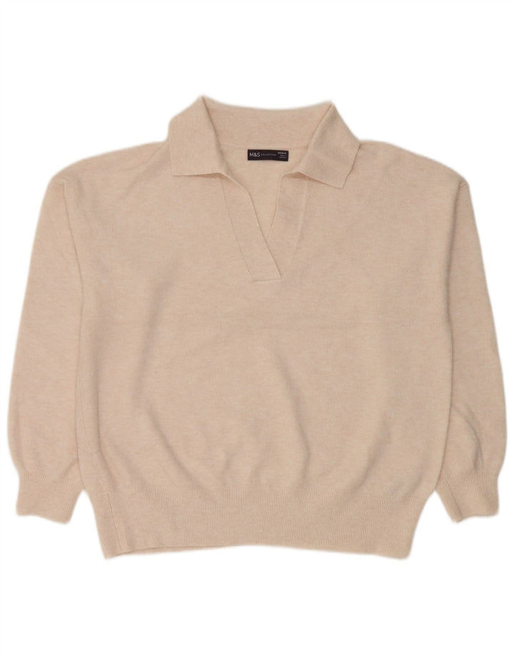 Maglione maglione collo alto da donna Marks & Spencer UK 14 medio bianco sporco