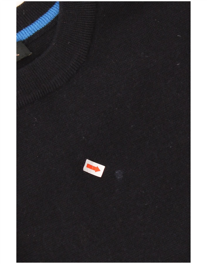 Maglione maglione girocollo corto da donna Jaeger UK 16 grande lana nera