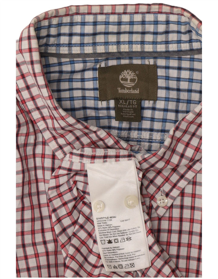 Camicia Timberland da uomo a maniche corte vestibilità regolare XL nylon a quadri rosso