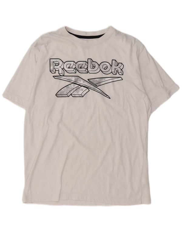 T-shirt grafica da uomo Reebok Top in cotone bianco medio