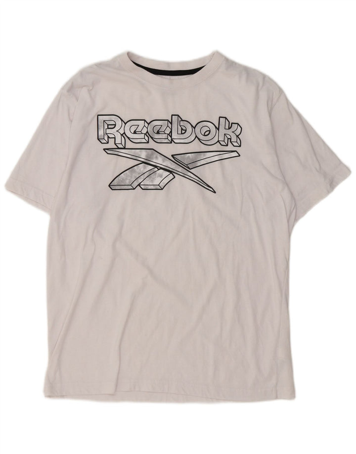 T-shirt grafica da uomo Reebok Top in cotone bianco medio