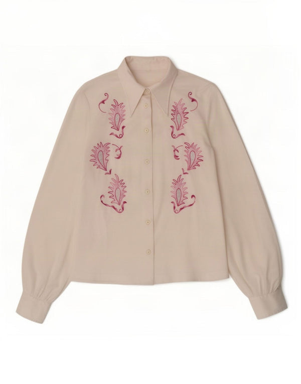 Camicetta camicia vintage da donna floreale bianca media