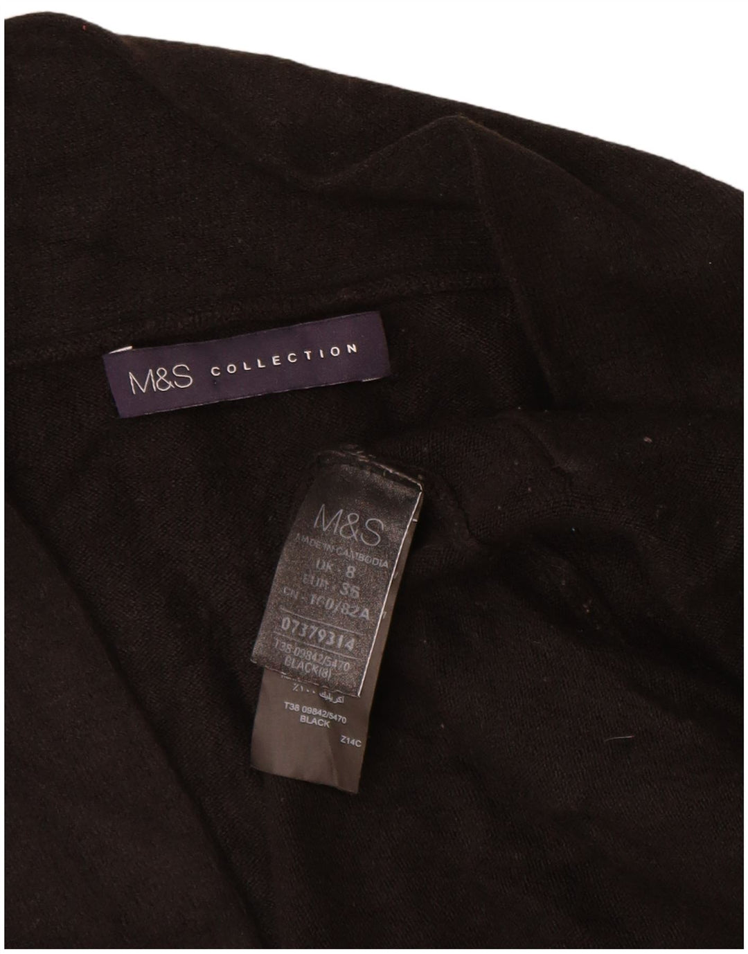 Maglione cardigan aperto lungo da donna Marks & Spencer UK 8 piccolo nero