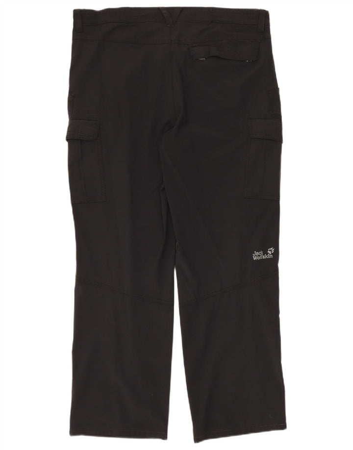 JACK WOLFSKIN Pantaloni cargo dritti da uomo UK 38 Medio W33 L28 Nero