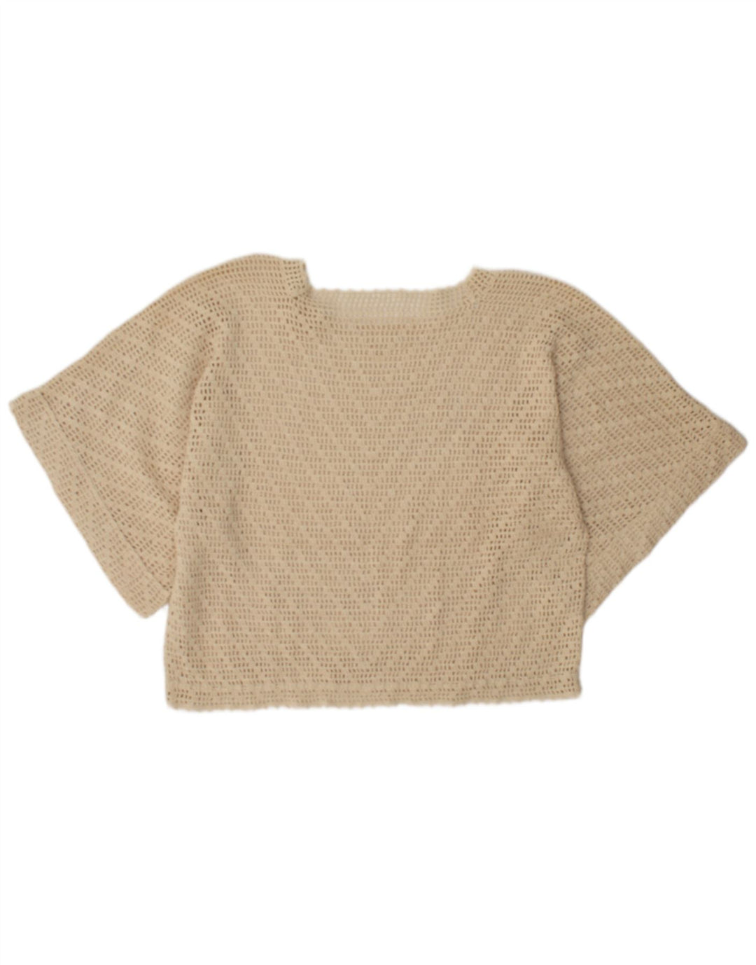 Top trasparente a pipistrello da donna vintage UK 16 grande beige