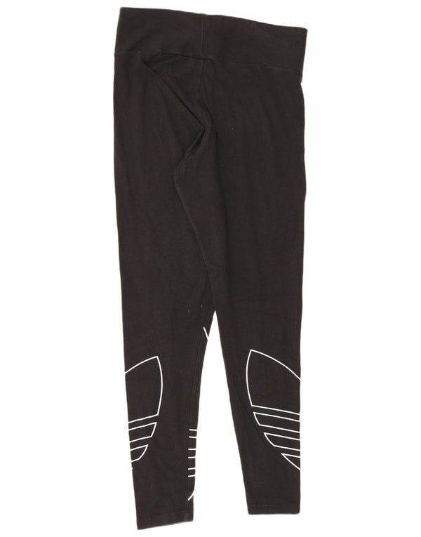 Adidas Womens Graphic Leggings UK 16 Large Black Cotton